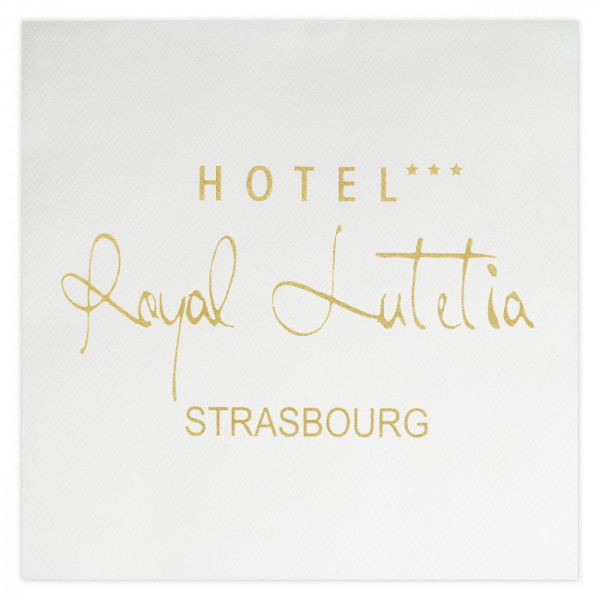 Serviette personnalisée Soft 40x40 cm blanche - Hôtel Royal Lutetia, votre logo ici, Bistrot Place