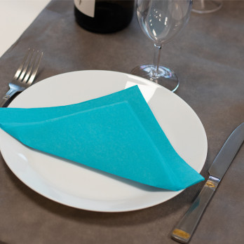 Serviette en papier molletonné turquoise 40 x 40