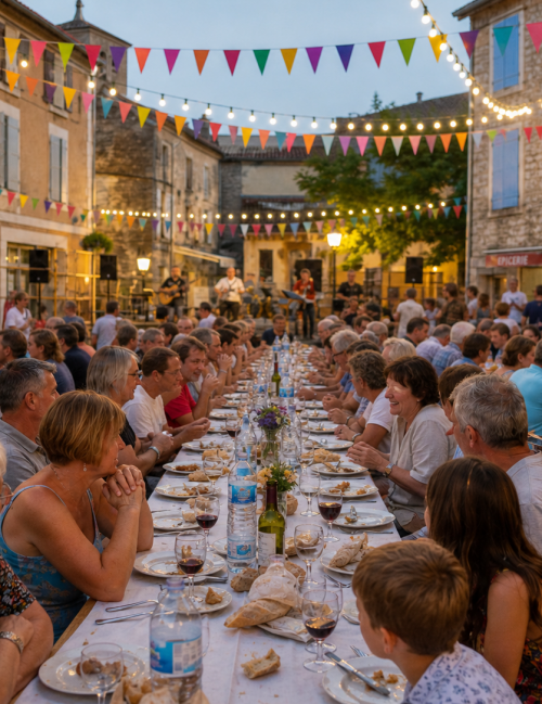 Repas d'une association en extérieur avec de la vaisselle jetable