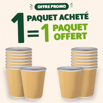 Gobelet carton triple paroi kraft 12 Oz - 1 paquet acheté = 1 paquet OFFERT